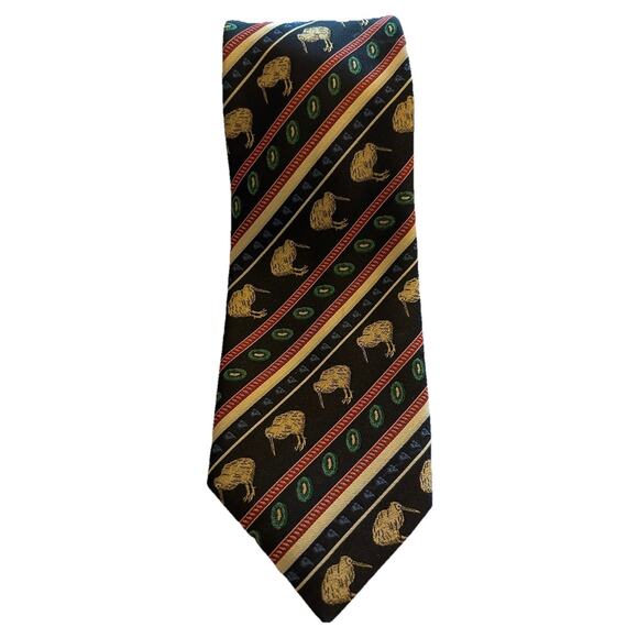 SK Of Wellington Other - Vtg New Zealand Eskay Men’s Tie Kiwi Bird And Nest Print 3.75” Navy Polyester
